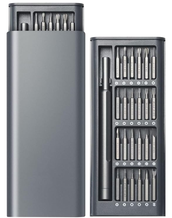 طقم مفك كهرباء فيه تشكيلة سنون